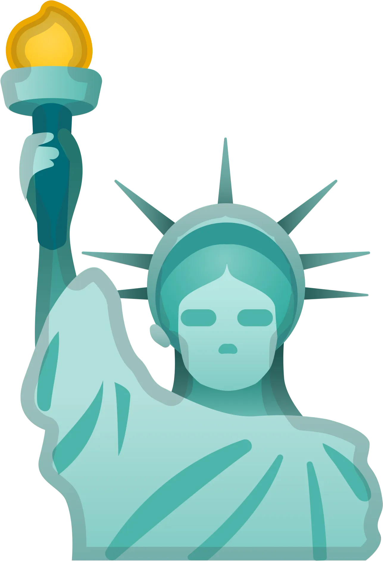 Statue of Liberty holding a heart, love and peace symbol, free png